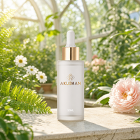 Flacon compte-gouttes en verre givré portable de 30 ml pour emballage cosmétique avec pipette dorée pour sérums et essences pour les yeux