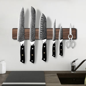 Grandsharp nouveau solide bois de noyer aimant couteau cintre bande magnétique porte-couteau mural <span class=keywords><strong>cuisine</strong></span> porte-<span class=keywords><strong>couteaux</strong></span> - Product Image 4