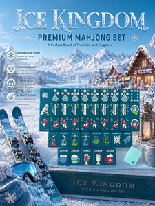 Ensemble de Mahjong américain de luxe Ice Kingdom avec tuiles en acrylique, tapis en peluche et étui portable en cuir véritable - Cadeau élégant pour les soirées jeux - Product Image 5