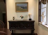 Meuble de salon en bois massif de style américain, console d'entrée avec 2 tiroirs, finition noyer