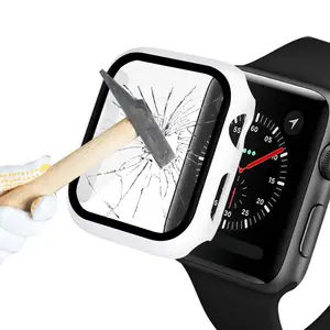 שריטה עמיד היברידי מזג זכוכית Smartwatch מקרה 38Mm מסך מגיני עבור אפל שעון סדרת 7 מקרה