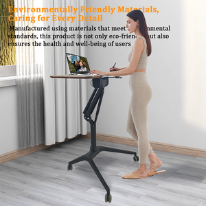 Table de conférence mobile pour ordinateur, réglable en hauteur avec mécanisme de levage à une touche, bureau pneumatique, roulettes verrouillables - Product Image 4