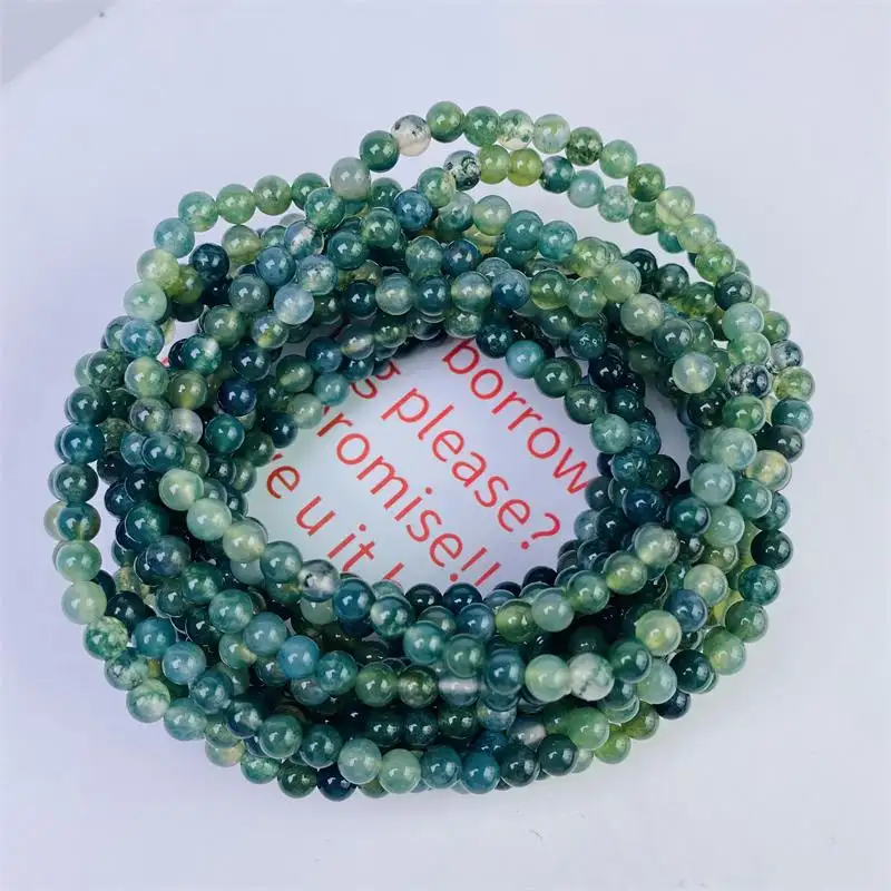 Bracelet en cristal d'agate de mousse de bracelet de pierres précieuses de mini perles rondes naturelles de haute qualité faisant pour des cadeaux