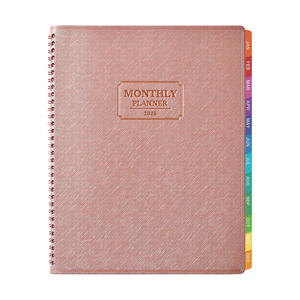 Plan de la semaine anglaise 2026 : Carnet minimaliste en cuir à spirale transfrontalier, plan mensuel A5, carnet de notes, logo personnalisé - Product Image 1