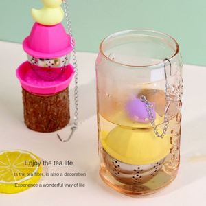 Cute Stainless Steel Food Grade Eco-Friendly Leaf Shape Strainer Filter Silicone <b>Tea</b> <b>Infuser</b> with Drip Tray - Product Image 1