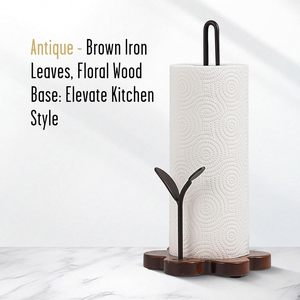 European Style Wooden Paper Towel Holder With Metal <b>Stand</b> Free Standing Kitchen Roll Holder For Paper Towels And Cling Film - Product Image 2