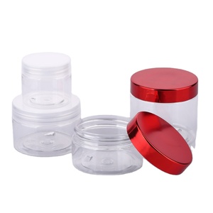 Trong Suốt Matte Nắp Màu Đỏ Kem Jar Tùy Chỉnh Kích Thước 30-50G Rỗng Chai Nhựa Pet Cho Chăm Sóc Da Mắt Mặt Kem - Product Image 1