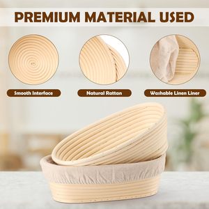 Custom Handmade Eco-Friendly Dishwasher Safe Bread Proofing & Fermentation Basket <b>Set</b> with Solid Wood Silicone Carton Packed - Product Image 3