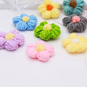 Handmade Puff Flower Crochet <b>Hook</b> Flower Brooch Earrings Hair <b>Clip</b> Bag Jewelry Accessories Materials Yarn Craft Supplies - Product Image 2
