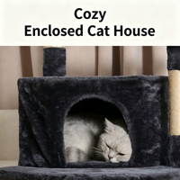 Arbre à chat avec rampe douce à marches basses de 102 cm, griffoir en sisal naturel, maisonnette douillette et large perchoir en peluche pour chats d'intérieur