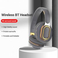 Casque pliable Bloutooth Brown Office Deep Heavy Extra Bass BT 5.0 casque bleu sans fil avec carte Tf