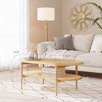 Table basse ronde en bois massif Combohome, design moderne et durable avec rangement, idéale pour le salon, taille personnalisable, garantie 1 an