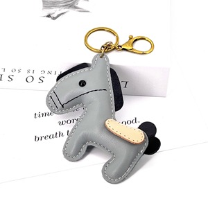 Fashion Top Layer Versatile Bag Pendant Cute Leather Keychain Car Key Holder Cute Pony Design - Product Image 6