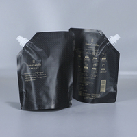 Pochettes en plastique mylar doublées de papier d'aluminium écologique noir mat avec couvercle à rabat refermable sacs de buse