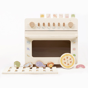 Children's Simulation Play House <b>Microwave</b> Oven Pizza Mini Kitchen <b>Set</b> for Infants & Toddlers Boys and Girls Wooden Toy - Product Image 5