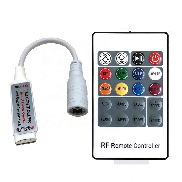 5V-24V 12A 20 Keys Wireless Remote Control for LED Strip Lights Mini RF RGB LED Controller Dimmer