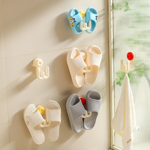 Xinzao <b>Suction</b> <b>Cup</b> Slipper Rack Cream Wall Mounted Bathroom Drainer Durable <b>Hooks</b> For Slippers Towels - Product Image 1
