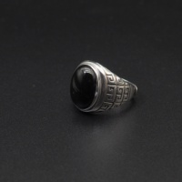 Bague de Base en Agate noire pour hommes, argent 925, nouvel arrivage, 10 pièces