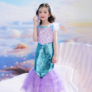 Vestido de Cosplay de Princesa Sereia para Meninas, Fantasia de Natal de TV e Cinema, Vestido de Poliéster para Crianças, Tamanho Personalizado - Product Image 1