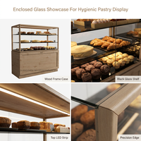 Conception d'intérieur de boulangerie sur mesure, présentoir à pain en bois, vitrine à gâteaux en verre, étagère LED, projet clé en main pour pâtisserie