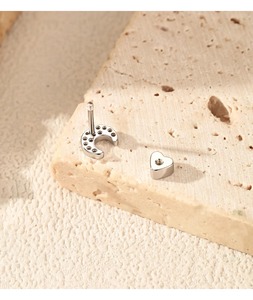 Minimalism 925 Sterling <b>Silver</b> Delicate Sparkling Moissanite Tiny Moon Heart Screw <b>Stud</b> <b>Earrings</b> for Women Fine Jewelry - Product Image 6