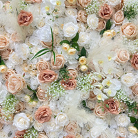 Latar Belakang Pernikahan NINI, Pesta Ulang Tahun, Latar Foto Calon Pengantin, Bunga Palsu, Latar Belakang Bunga Champagne Putih, Rumput Pampas, Bunga Gulung