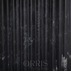 Mesa de centro de mármol negro, moderna, hecha a mano, ovalada, con base de pedestal doble acanalado, mueble de lujo para sala de estar - Product Image 4