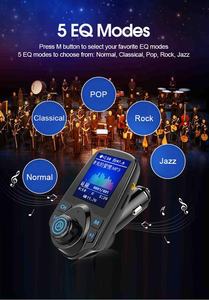 AGETUNR-transmisor FM T11D V5.0 con Bluetooth para coche, kit de manos libres con pantalla a color TFT de 1,8 pulgadas, reproductor de música MP3 AUX - Product Image 4