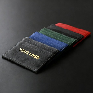 원피스 커스텀 스웨이드 PU 카드 홀더 미니멀리스트 멀티 슬롯 지갑 미끄럼 방지 신용 카드 케이스 남녀 여행용 데일리 용품 - Product Image 1