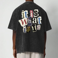 T-shirt vintage asymétrique col rond imprimé à franges pour hommes 100% coton respirant 280g tricoté écologique Street Style décontracté Emo