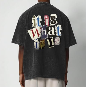 Cổ điển không đối xứng O-cổ rìa in Mens T-Shirt 100% cotton thoáng khí 280g dệt kim thân thiện với môi phong cách đường phố giản dị <span class=keywords><strong>emo</strong></span> - Product Image 4