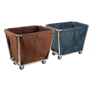 <span class=keywords><strong>Chariot</strong></span> de blanchisserie en lin pliable avec roues pour hôtel, panier à linge sur roulettes - Product Image 1