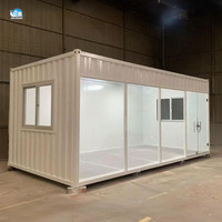 Maison préfabriquée modulaire de 20 pieds, détachable, conteneur portable, emballage plat, bureau mobile en verre, mini-maison fabriquée à partir de conteneurs