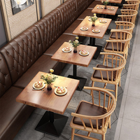 Table et chaises de restaurant en bois massif sur mesure, chaise et table de restauration rapide pour café, projet commercial F&B