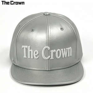 Casquette à visière plate en cuir PU métallisé avec logo personnalisé, broderie 3D en relief, fermeture auto-agrippante structurée, vente en gros, fabricant - Product Image 2