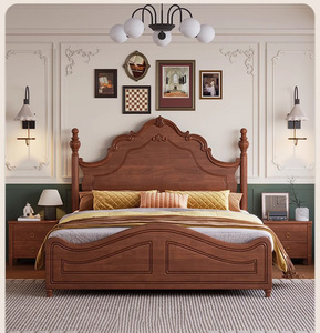 <span class=keywords><strong>Letto</strong></span> <span class=keywords><strong>Matrimoniale</strong></span> Moderno in Stile Retrò Americano, Struttura in <span class=keywords><strong>Legno</strong></span> Massello con Contenitore, Arredamento per Camera da <span class=keywords><strong>Letto</strong></span> - Product Image 4