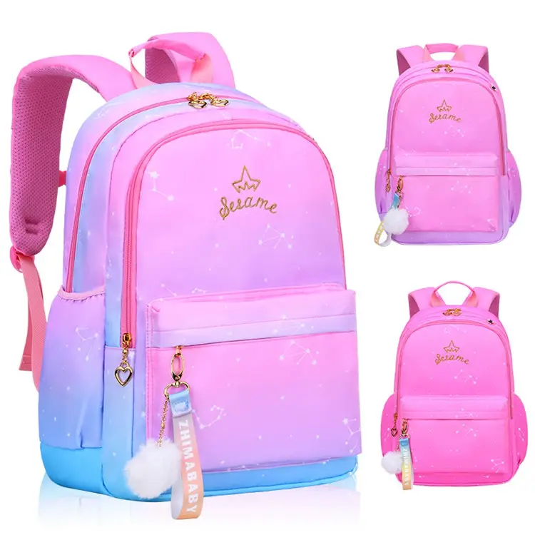 Grosir PINK Tas Sekolah Perempuan Ransel untuk Tas Sekolah Fashion Remaja Perempuan Tas Sekolah Tahan Air Logo Kustom