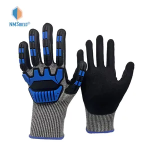 NMSHIELD Gants de sécurité de haute qualité, résistants aux chocs, résistants aux coupures, en nitrile trempé, A5 Cut F Hardy Work Gloves