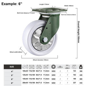 YTOP Doppel kugellager schwenkbar Festes Hochleistungs-Nachlauf-Kunststoff-Pp-Rad - Product Image 2