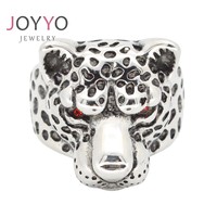 Bague pour homme en acier inoxydable, motif tête d'animal léopard et tigre, style vintage unique, pour la vente en gros