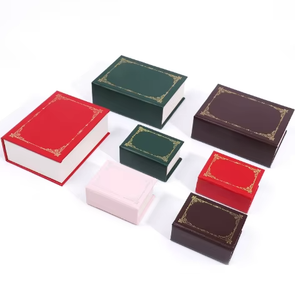 Custom Logo Recyclable Square Pattern Rectangle Handmade Paper Jewelry Box Book Shape Packaging for Rings Earrings Necklaces - Product Image 5