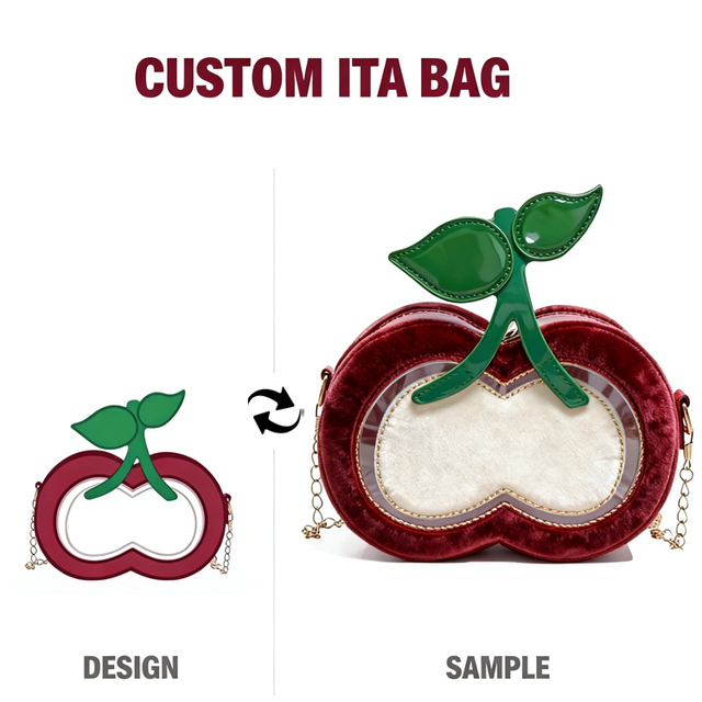 Custom Shoulder Ita Bag Fruit Shaped Transparent Crossbody Purse Sweet Lolita Cherry Pin Display Sling Handbag Mini Itabag