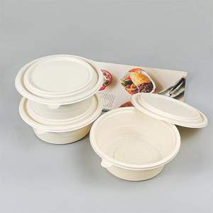 Benutzer definierte umwelt freundliche 1000ml Maisstärke Biologisch abbaubare Suppen schüssel Öl beständiger Deckel für Reis nudeln Party Einweg Restaurant - Product Image 5