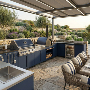 Meuble de Cuisine Extérieure Sur Mesure <span class=keywords><strong>en</strong></span> Acier Inoxydable 304 avec Évier, Armoires de Cuisine de Patio Entièrement Intégrées pour Barbecue de Jardin avec Robinet - Product Image 2