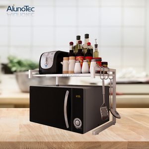 De acero inoxidable <span class=keywords><strong>horno</strong></span> de <span class=keywords><strong>microondas</strong></span> <span class=keywords><strong>estante</strong></span> ajustable pie tipo de soporte de almacenamiento de cocina soportes - Product Image 4