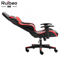 Chaise de jeu ergonomique à dossier haut Ruibao - Design industriel rouge et noir, style course, pivotante, inclinable, avec support lombaire extensible en PU
