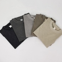 T-shirt court en coton double fil tricoté respirant, style vintage américain, coupe oversize, 280G, pour hommes et femmes