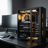 Boîtier PC AI ARGB en verre trempé, châssis de jeu Full Tower pour ordinateur de bureau, compatible ventilateur RGB, carte mère EATX, boîtier NAS