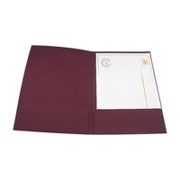 Dossier de présentation personnalisé de luxe bordeaux pour promotion immobilière, impression UV, accents en feuille d'argent, dossier OEM