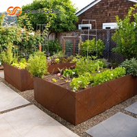 Fabricant chinois Gnee Garden, certifié ISO9001, bac à plantes carré en acier corten décoratif de grande taille pour aménagement paysager commercial